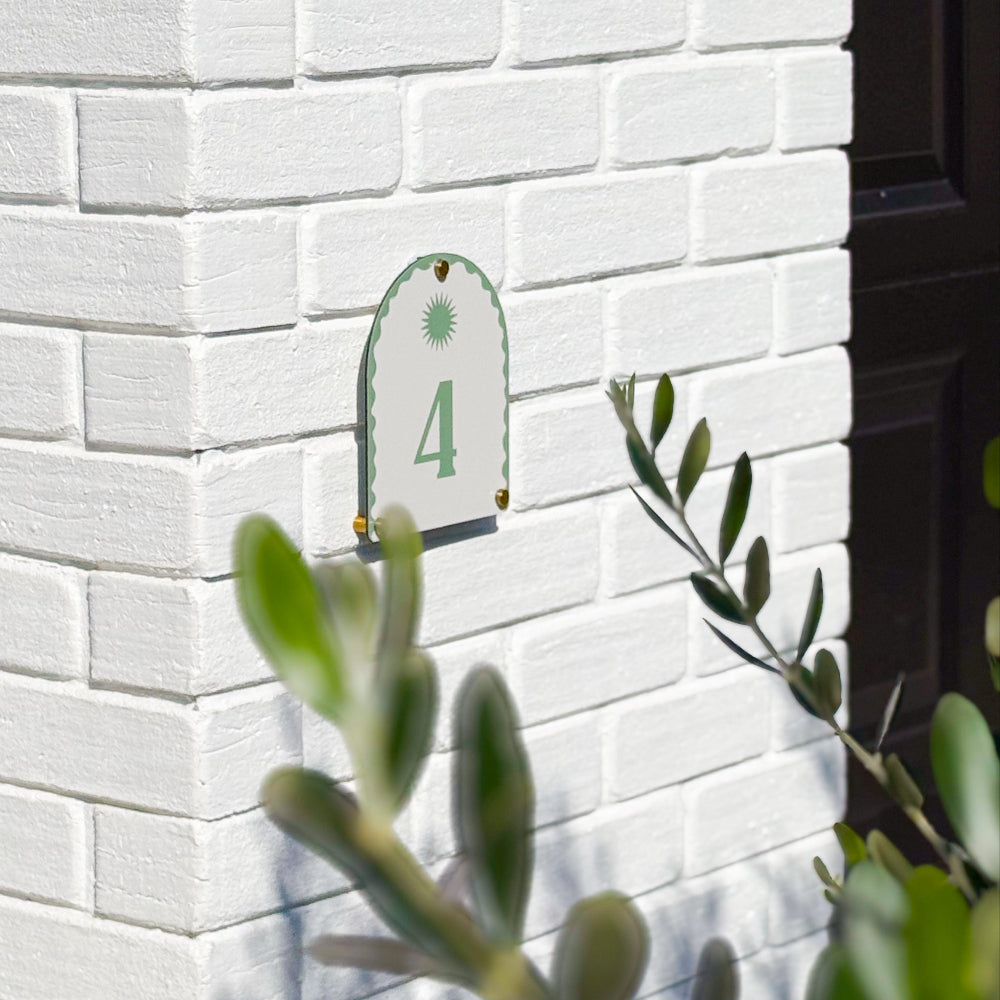 Custom House Number in Sage Green
