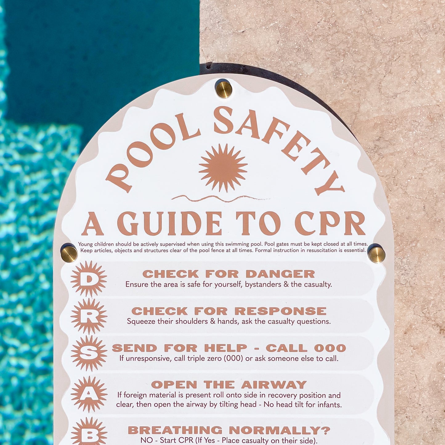 Travertine | Mediterranean CPR Pool Sign