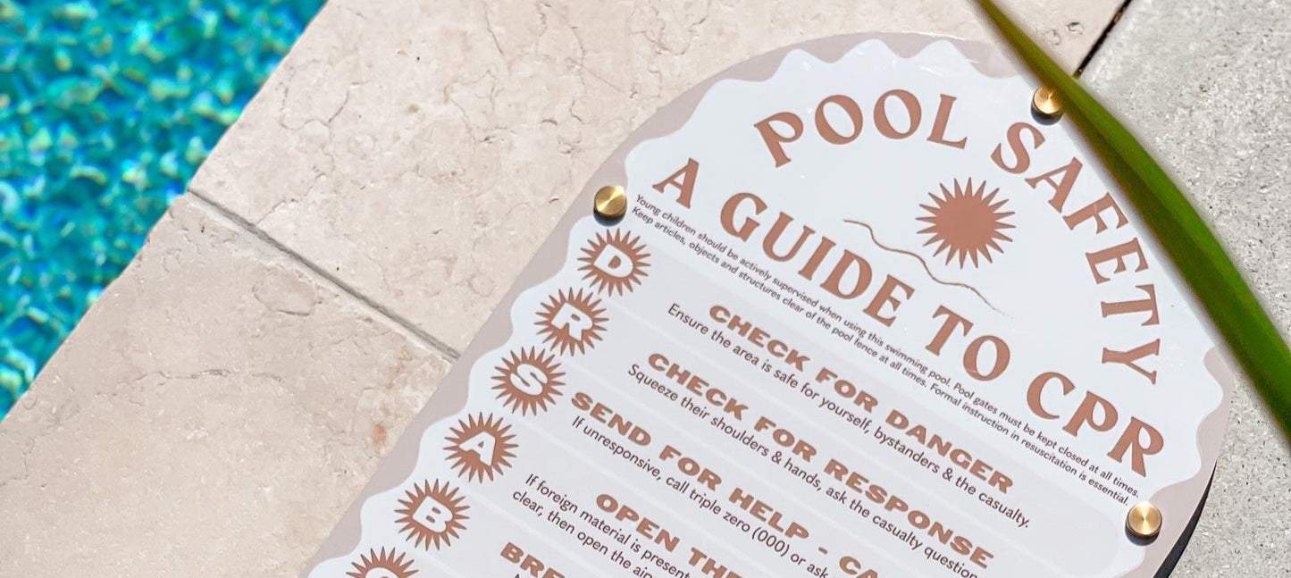 Pool Safety CPR Sign in Travertine by Holidae Haus