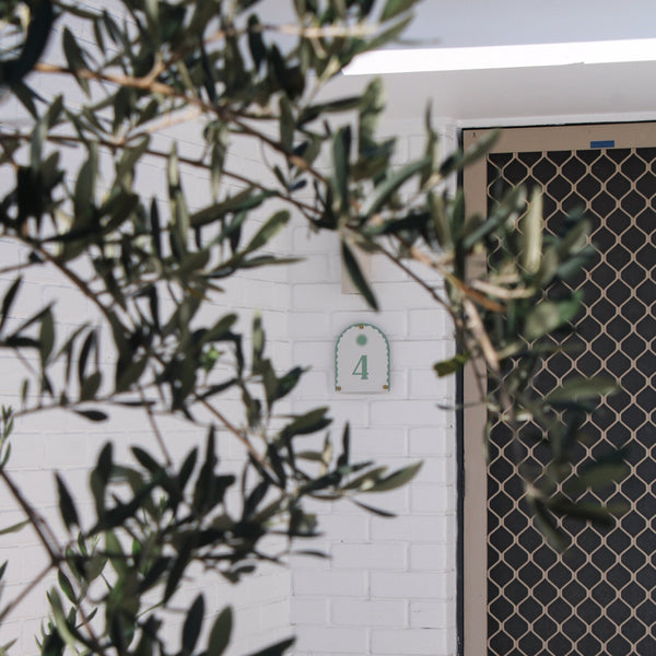 Custom House Number in Sage Green