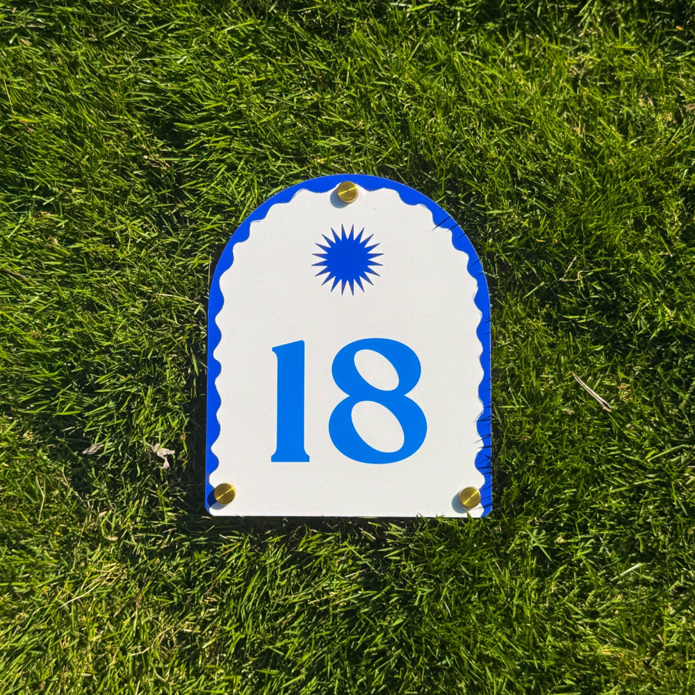 Custom House Number in Santorini Blue