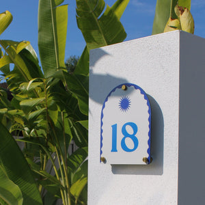 Custom House Number in Santorini Blue