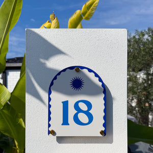 Custom House Number in Santorini Blue 