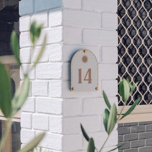 Custom House Number in Travertine