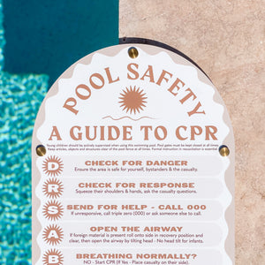 Travertine | Mediterranean CPR Pool Sign | Factory Second