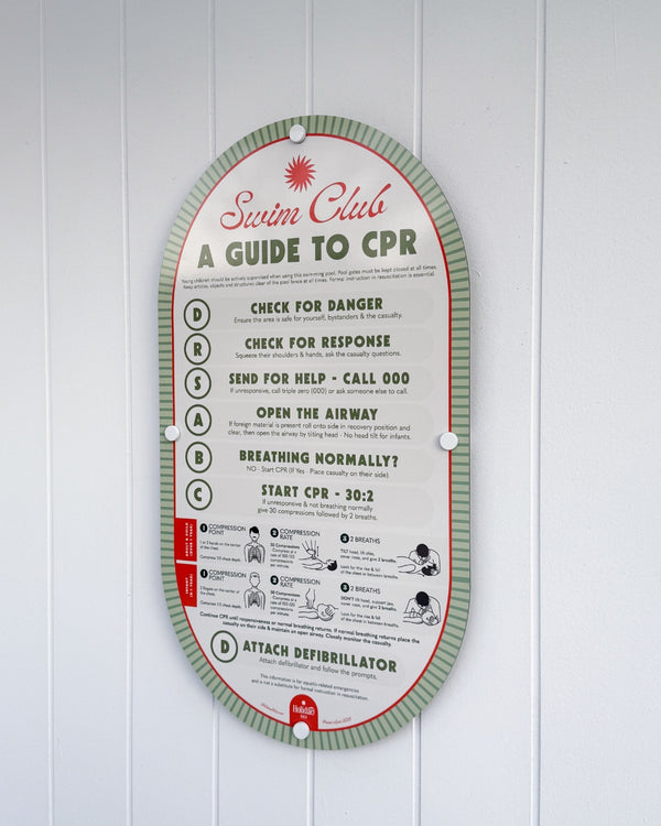 Olive Green | Mid-Century Pool CPR Sign