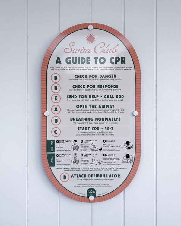 Rosé Pink | Mid-Century Pool CPR Sign