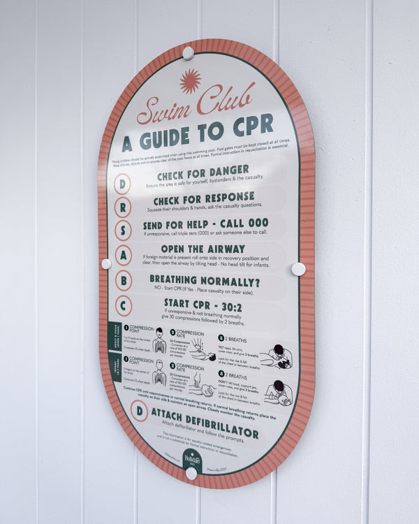 Rosé Pink | Mid-Century Pool CPR Sign
