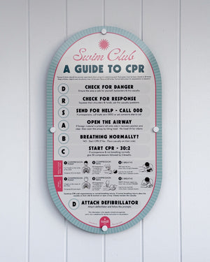 Sorbet Blue | Mid-Century Pool CPR Sign