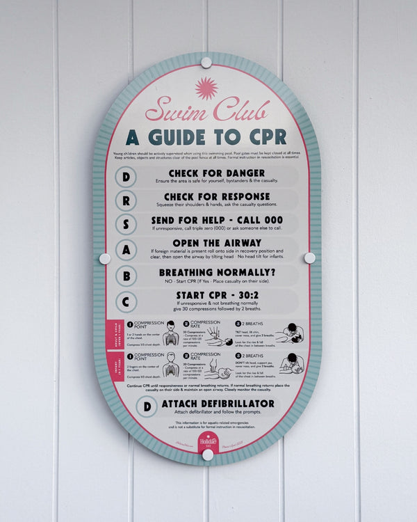 Sorbet Blue | Mid-Century Pool CPR Sign