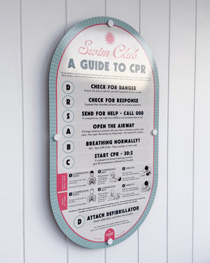 Sorbet Blue | Mid-Century Pool CPR Sign