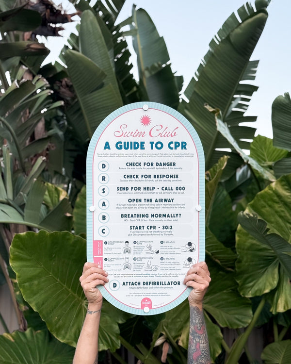 Sorbet Blue | Mid-Century Pool CPR Sign