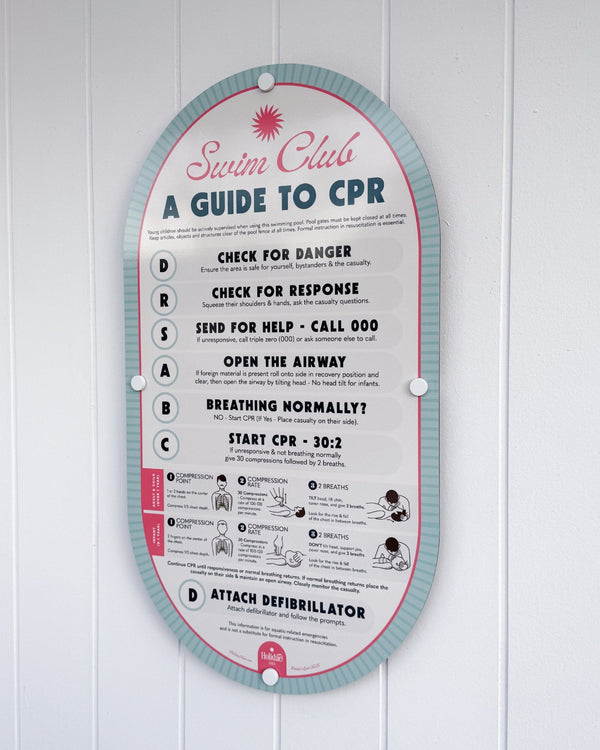 Sorbet Blue | Mid-Century Pool CPR Sign