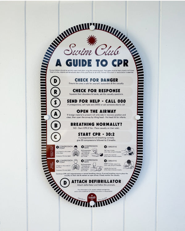 Tuxedo Black | Mid-Century Pool CPR Sign