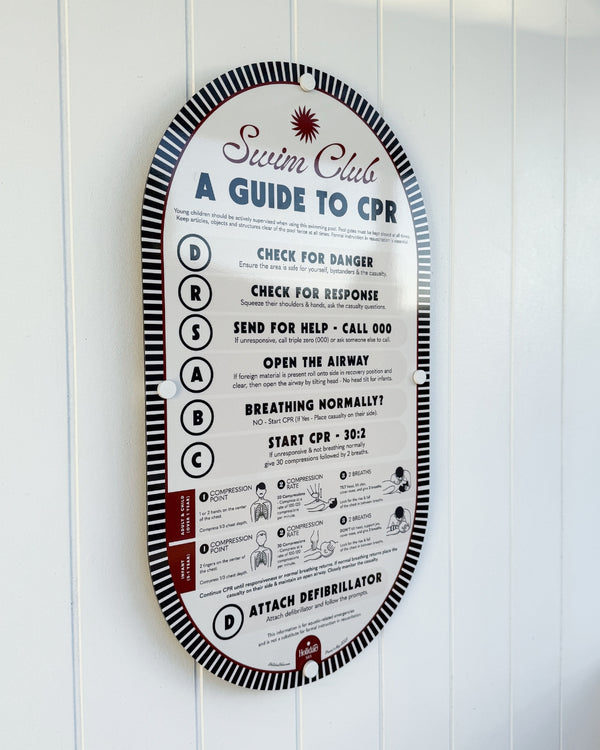 Tuxedo Black | Mid-Century Pool CPR Sign
