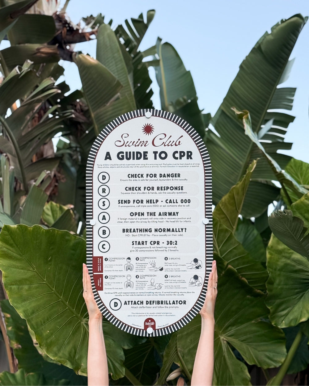 Tuxedo Black | Mid-Century Pool CPR Sign