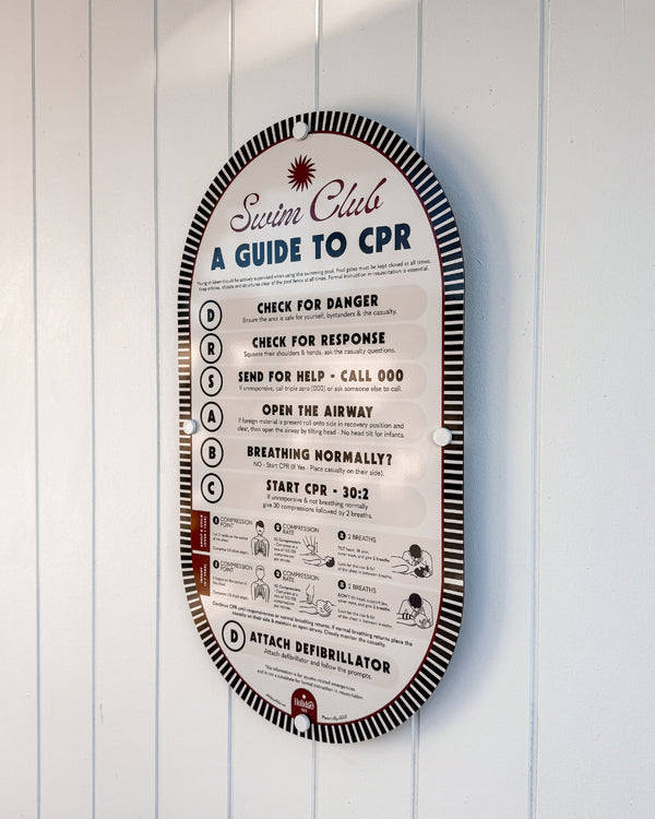 Tuxedo Black | Mid-Century Pool CPR Sign