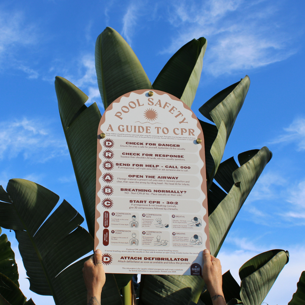 Tuscany Pool Safety CPR sign in a Mediterranean-inspired design, compliant and stylish – Holidae Haus