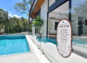 Mid-Century Pool CPR Sign • Leather & Moss
