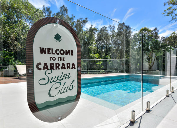 Mid-Century Pool CPR Sign • Leather & Moss