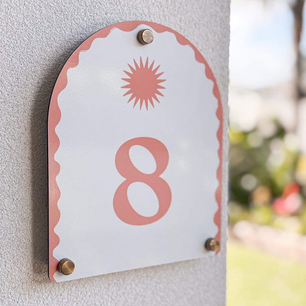 Paloma Pink house number, customisable and elegant, ideal for stylish home exteriors – Holidae Haus