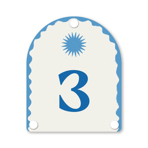 Powder blue house number in a sleek, customisable design for stylish exteriors – Holidae Haus