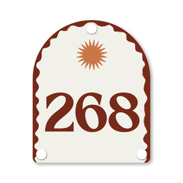 Rust house number in a mid-century design for contemporary outdoor decor – Holidae Haus