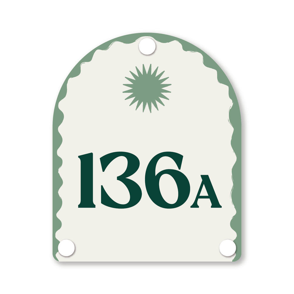 Sage green house number with elegant custom design, suited for modern outdoor aesthetics – Holidae Haus