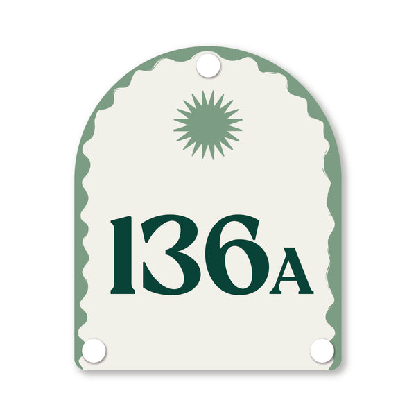 Sage green house number with elegant custom design, suited for modern outdoor aesthetics – Holidae Haus