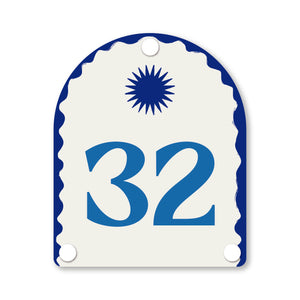 Santorini blue house number, Mediterranean-inspired custom design for stylish exteriors – Holidae Haus