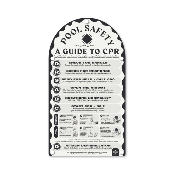 Monumental Black | Mediterranean CPR Pool Sign | Factory Second