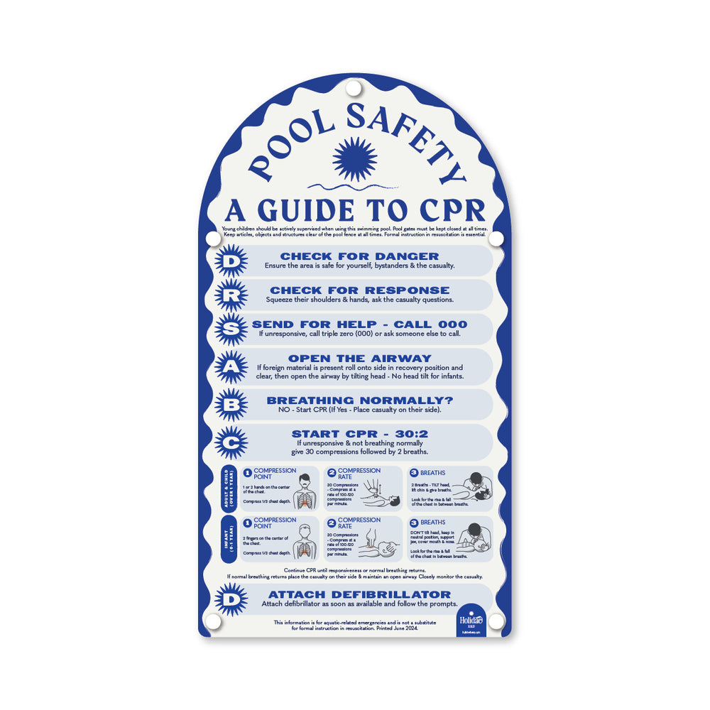 Santorini CPR Pool Safety sign, Mediterranean design compliant with CPR regulations – Holidae Haus