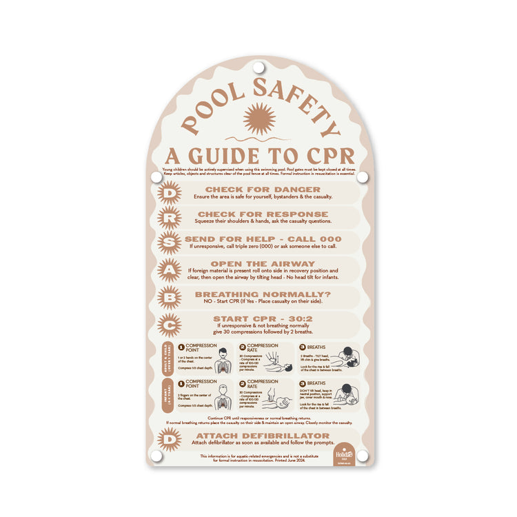 Travertine CPR Sign For Pool Safety | Stylish & Compliant | Holidae Haus