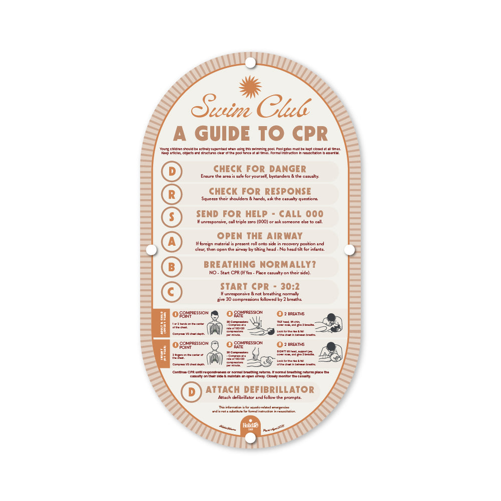 Mid-Century CPR Pool Sign • Factory Second • Linen Beige