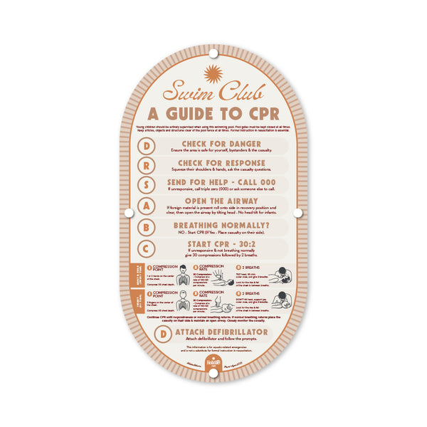 Linen Beige | Mid-Century Pool CPR Sign
