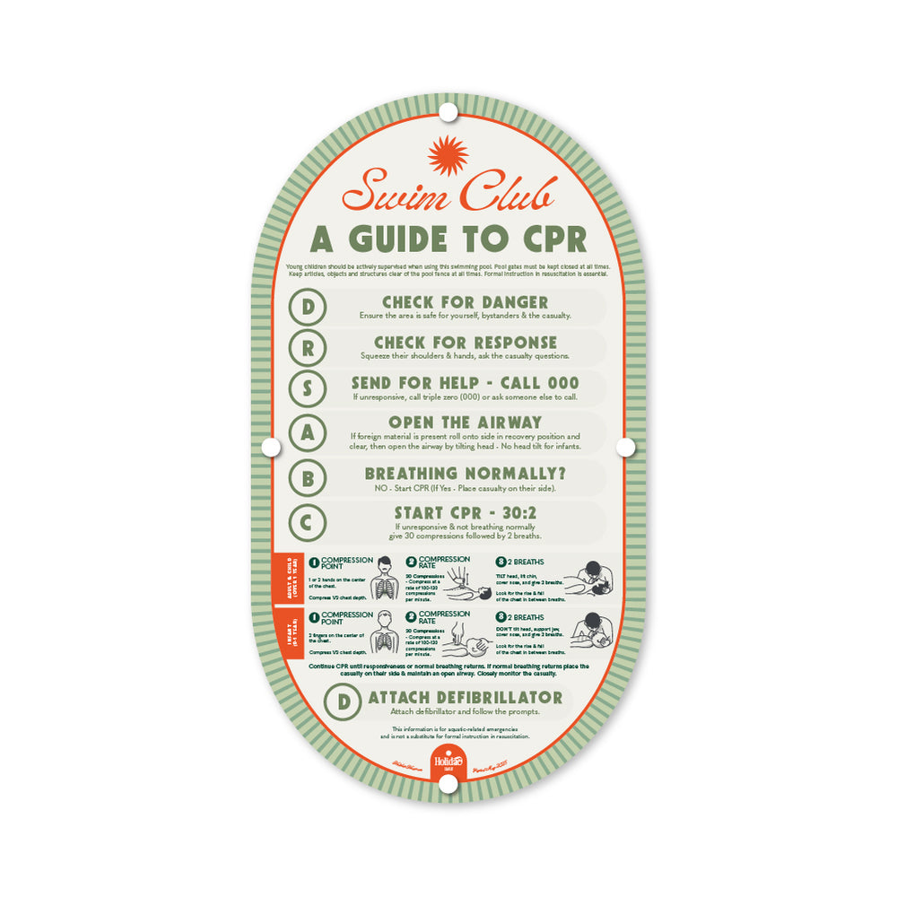 Olive Green | Mid-Century Pool CPR Sign