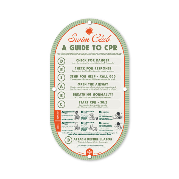 Olive Green | Mid-Century Pool CPR Sign