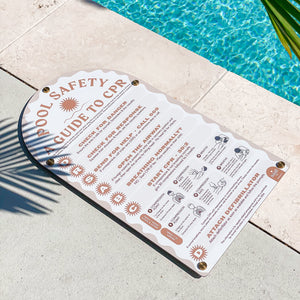 Travertine | Mediterranean CPR Pool Sign | Factory Second