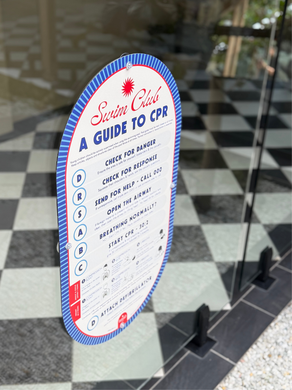 Regatta Blue | Mid-Century Pool CPR Sign