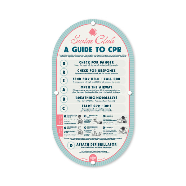Sorbet Blue | Mid-Century Pool CPR Sign