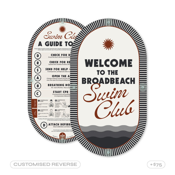 Tuxedo Black | Mid-Century Pool CPR Sign