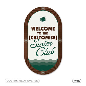Mid-Century Pool CPR Sign • Leather & Moss