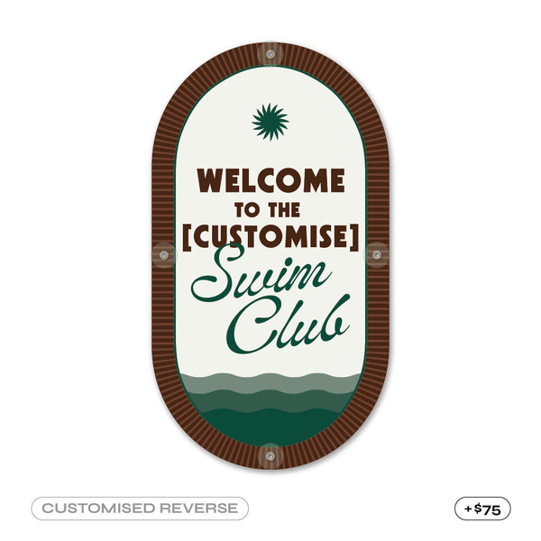 Mid-Century Pool CPR Sign • Leather & Moss