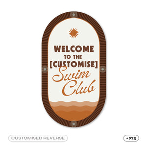 Mid-Century Pool CPR Sign • Factory Second • Walnut Brown