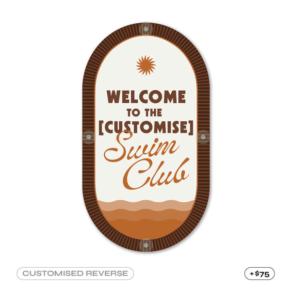 Mid-Century Pool CPR Sign • Factory Second • Walnut Brown