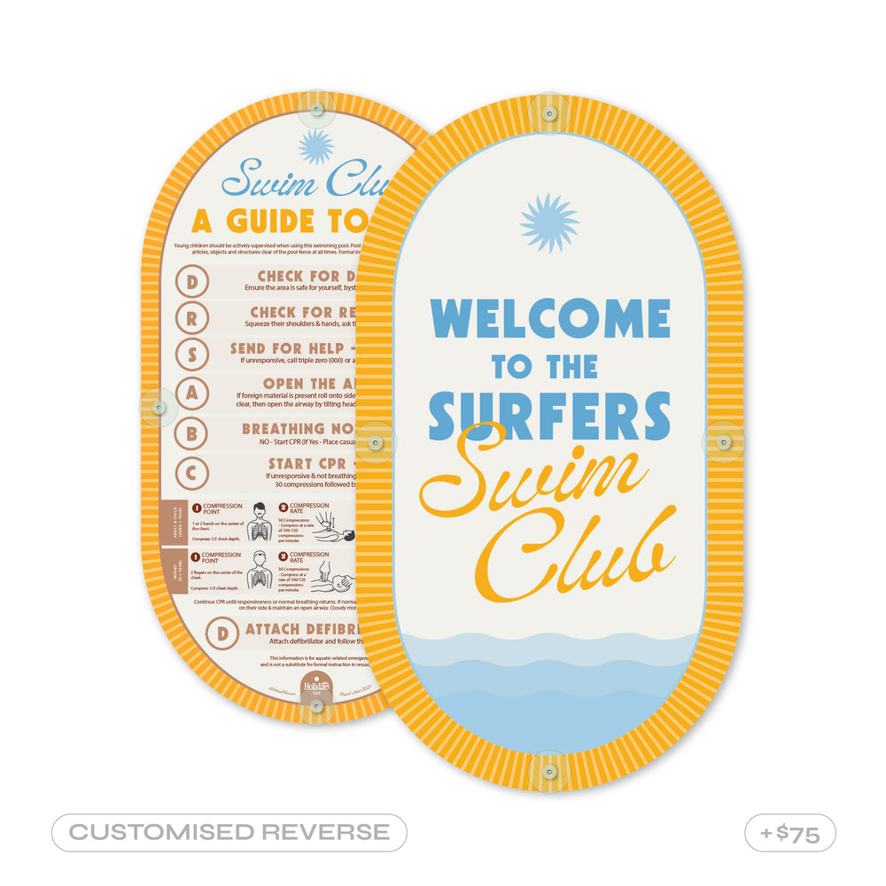 Mimo Yellow | Mid-Century Pool CPR Sign