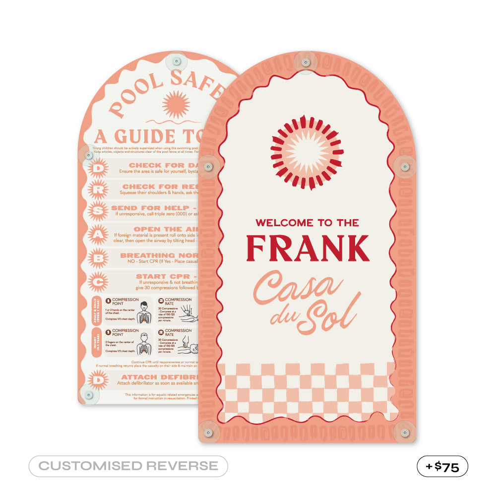 Paloma Pink | Mediterranean CPR Pool Sign