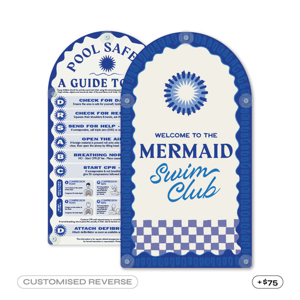 Mediterranean Pool CPR Sign • Factory Second • Santorini Blue