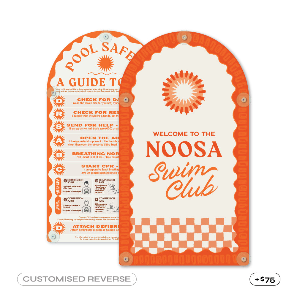 Mediterranean CPR Pool Sign • Valencia Orange