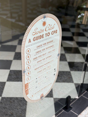 Mid-Century CPR Pool Sign • Factory Second • Linen Beige